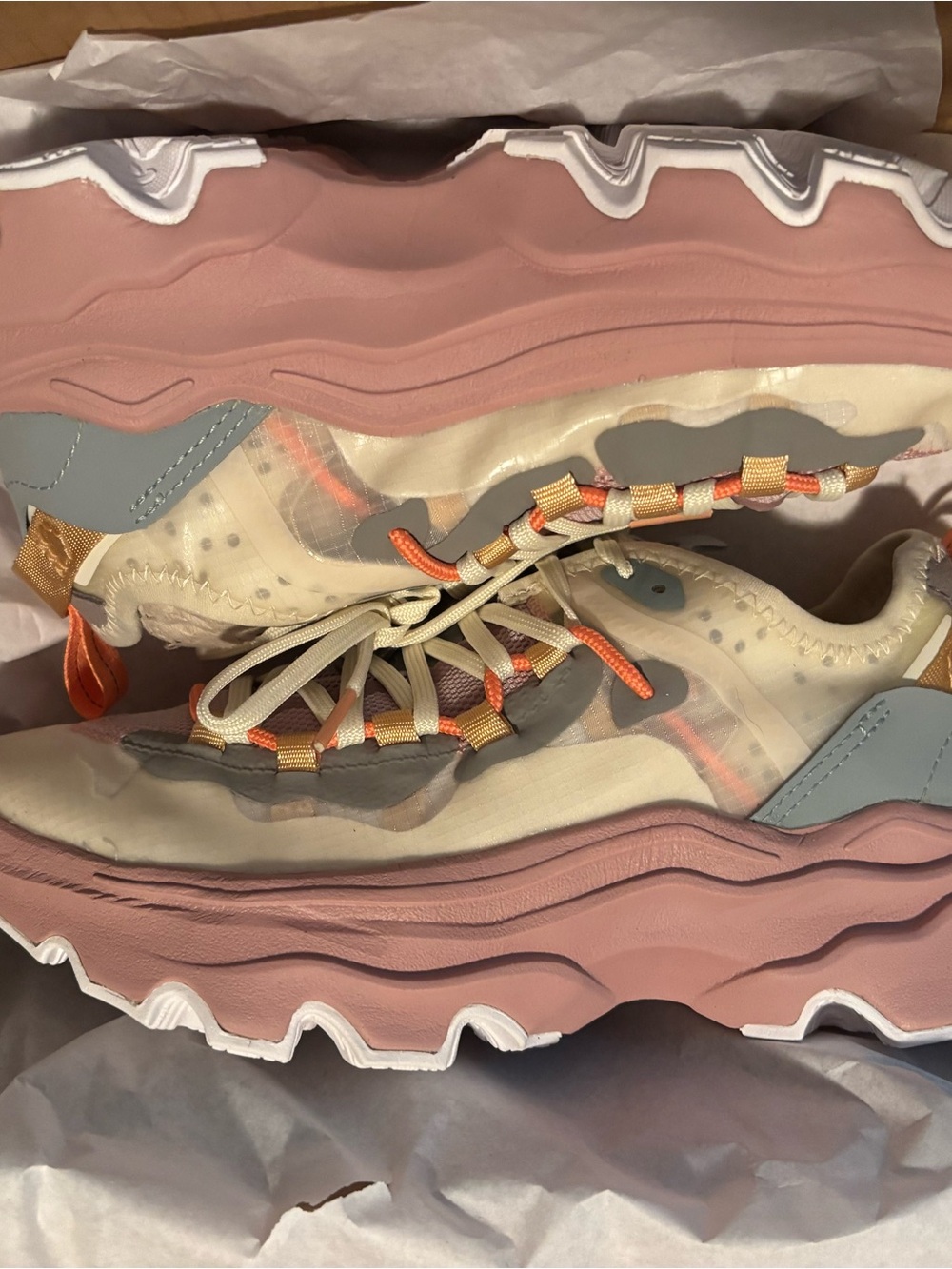 Sorel Women's Chunky Sneakers in Pink, Cream & Gray with Orange Accents